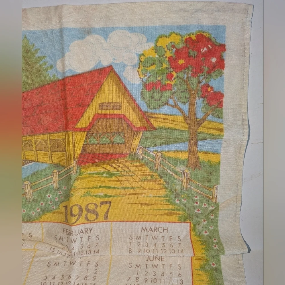 Vintage 1987 calendar towel.
